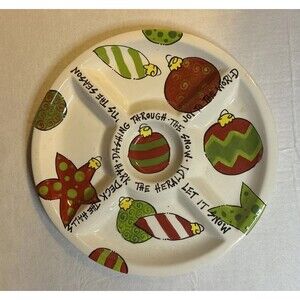 T Cabela Too Magnolia Lane Collection Christmas Chip And Dip Serving Plate